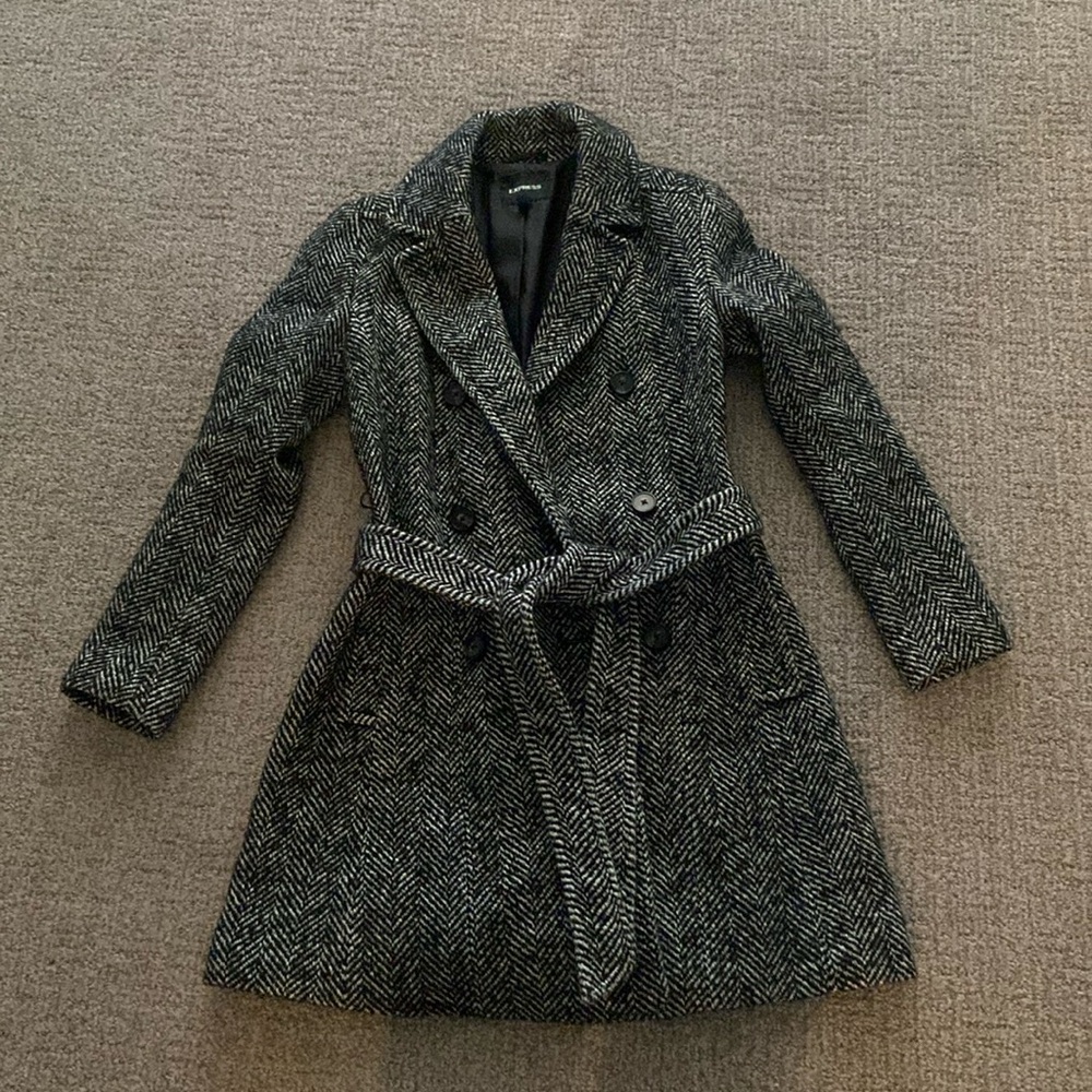 Express houndstooth pea coat
